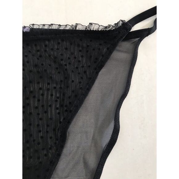 Savage X Fenty Lingerie Sheer Textured Polka Dot Striped Pleated Panty - Picture 2 of 7